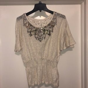 Miss Me White Embellished Lace Top